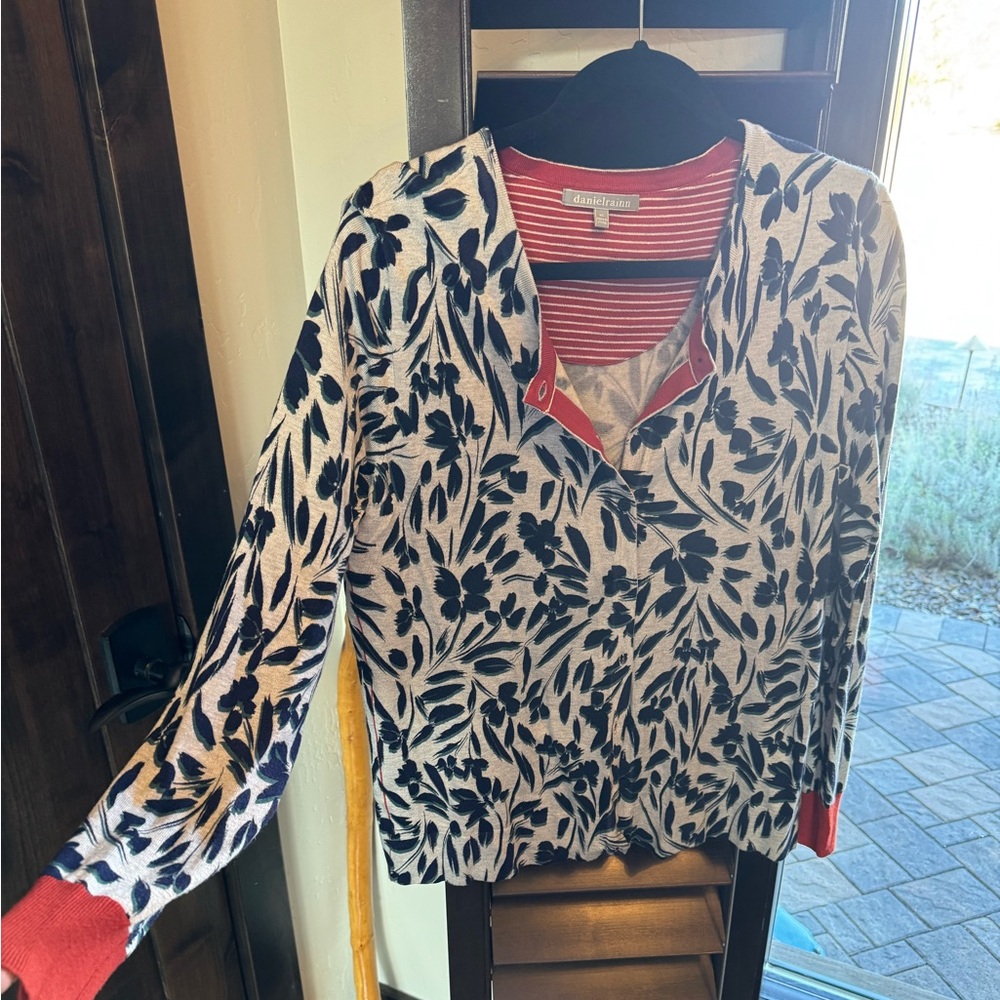 Daniel Rainn Black and White Floral Cardigan